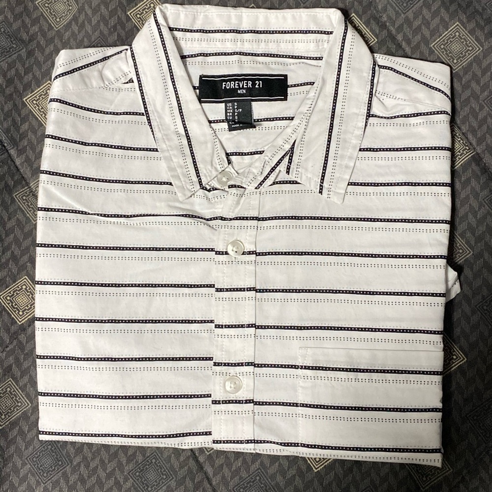 Black and White striped Button Up